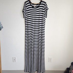 MICHAEL Michael Kors Black and White Striped Maxi Dress
